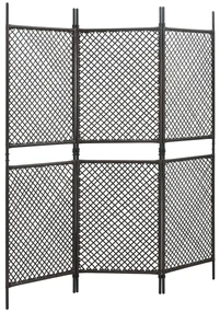 vidaXL Kamerscherm met 3 panelen 180x200 cm poly rattan bruin
