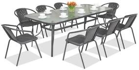 Metalen tuinmeubel Modena/Bergamo voor 8 personen met grote tafel Garden Point antraciet