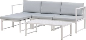 Hoek Loungeset - Hugo - Wit/Lichtgrijs - Aluminium - The Outsider