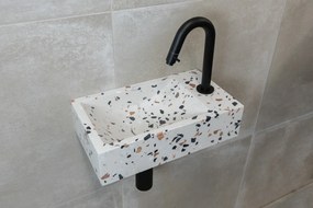 Saniclear Terrazzo fonteinset met gebogen kraan in mat zwart