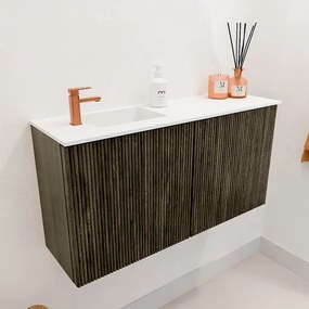 Mondiaz Joya 80cm toiletmeubel shadow met wastafel faye links 1 kraangat talc