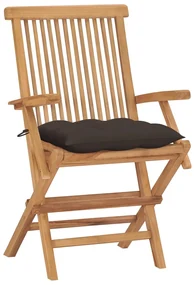 vidaXL Tuinstoelen 4 st met taupe kussens massief teakhout