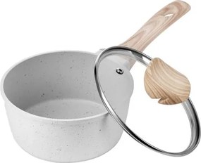 VEVOR antiaanbakpan 1,42L met gehard glazen deksel, soeppan, groentepan met afneembare handgreep, melkpan van aluminiumlegering, groentepan, wit