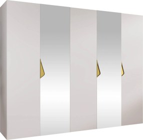 Kledingkast Hartford 626, Gouden, Wit, 202x250x52cm, 173 kg, Kledingkast deuren: Met scharnieren