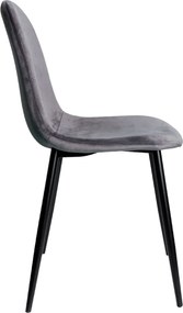 Set 4 Teok Black Fluwelen Stoelen