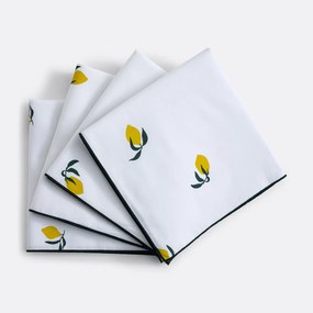 Set van 4 bedrukte katoenen servetten, LEMON