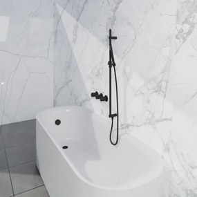 Fortifura Nebbio Badcombinatie-set - thermostaatkraan - glijstang met geïntegreerde wandaansluitbocht - gladde doucheslang - staaf handdouche - badvulcombinatie - mat zwart SW1183065 SW1111528 SW706210 SW496811 SW1108811 SW