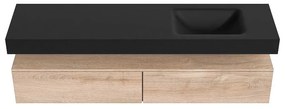 Zaro Alan badmeubel 180cm washed oak 2 lades met vrijhangende wastafel cloud rechts 1 kraangat urban