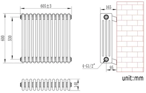 Eastbrook Rivassa 4 koloms radiator 60x60cm staal 1255W wit glans