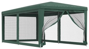 vidaXL Partytent met 6 mesh zijwanden 3x6 m HDPE groen