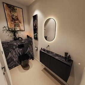 MONDIAZ TURE-DLUX 100cm toiletmeubel Urban. EDEN wastafel Lava positie links. Zonder kraangat. TUREDX100URBL0LAV