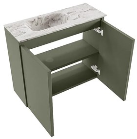 Mondiaz Ture DLux toiletmeubel 60cm army met wastafel glace links met kraangat