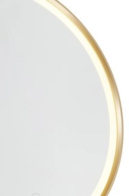 Ronde badkamerspiegel goud 50 cm incl. LED met touchdimmer - Miral Modern IP44 Lamp