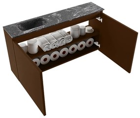 Mondiaz Ture DLux toiletmeubel 100cm rust met wastafel lava links met kraangat