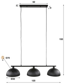 Zwarte Eettafel Hanglamp Ribbels