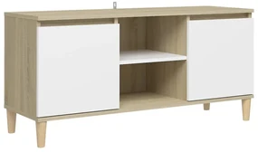vidaXL Tv-meubel met houten poten 103,5x35x50 cm wit sonoma eikenkleur