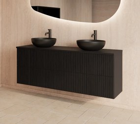 Gliss Design Hybris badkamermeubel met ribbelfront 160cm black veneer