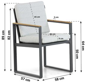Tuinstoel Aluminium/Teak Grijs-antraciet Lifestyle Garden Furniture Faro