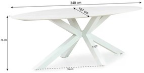 Dining Tuintafel ovaal 240 x 107 cm Wit Santika Ellisse