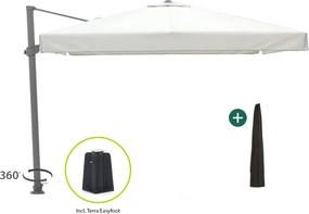 + 10% kassakorting | Parasol Shadowline Miami | Inclusief hoes | Vierkant | 300x300cm | Met draaihendel | Wit | Kees Smit Tuinmeubelen
