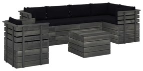 vidaXL 7-delige Loungeset met kussens pallet massief grenenhout