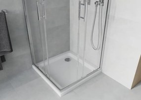 Mexen Rio vierkante douchecabine 90 x 90 cm, transparant, chroom + Flat douchebak, wit - 860-090-090-01-00-4010