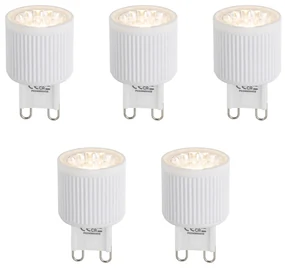 Set van 5 G9 20mm 3-staps dimbare LED lampen 3W 300 lm 2700K