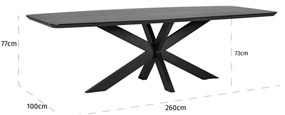 Richmond Interiors Bonvoy Eettafel Deens Ovaal Met Schuine Rand Zwart 260 Cm - 260 X 100cm.