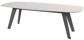 4 Seasons Outdoor Montana tuintafel slate antraciet met keramisch terrazzo blad 'barrel' 240 x 103 cm Tuintafel antraciet weerbestendig