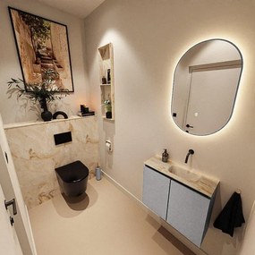 MONDIAZ TURE-DLUX 60cm toiletmeubel Plata. EDEN wastafel Frappe positie rechts. Zonder kraangat. TUREDX60PLAR0FRA