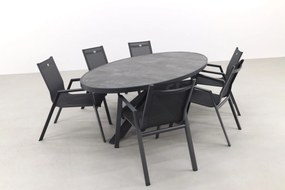 Hartman Napoli/Silva 240x115 cm. ovale tuinset - stapelbaar - 7-delig
