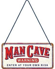 Metalen wandbord Man Cave - Enter at Your Own risk, (20 x 10 cm)