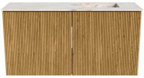 Mondiaz Joya DLux 80cm toiletmeubel oak met wastafel faye rechts 1 kraangat frappe