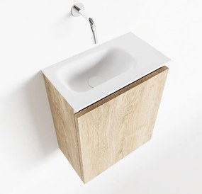 Mondiaz Ture 40cm toiletmeubel washed oak met wastafel talc links geen kraangat