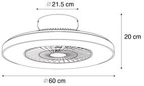 Plafondventilator met lamp zilver met ster effect 60cm incl. LED dimbaar met afstandsbediening - Climo Design rond Binnenverlichting Lamp