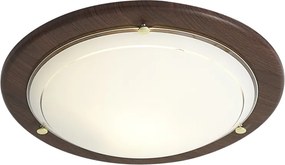 Klassieke plafonnière walnoot hout met wit glas - Mesiac