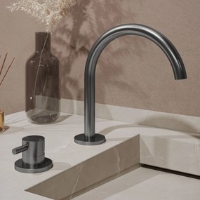 Saniclear Bond wastafelkraan 2-gats met Coldstart verouderd ijzer - gunmetal