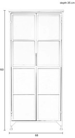 Witte Kast Van Ijzer En Glas - 68x35x150cm.