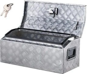 VEVOR Aluminium gereedschapskist voor in de laadbak van een vrachtwagen, gestreepte gereedschapskist (762 x 330,2 x 330,2 mm) met zijhandgreep en T-Lock-sleutel, opbergorganizer voor aanhangwagens, zilver