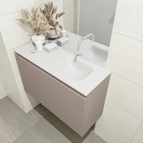 Mondiaz Olan 80cm toiletmeubel smoke met wastafel talc rechts geen kraangat