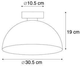 Industriële plafondlamp zwart met goud 30 cm - Magna Basic Landelijk / Rustiek E27 rond Binnenverlichting Lamp