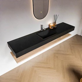 Zaro Alan badmeubel 190cm met planchet washed oak en vrijhangende wastafel cloud midden 1 kraangat urban