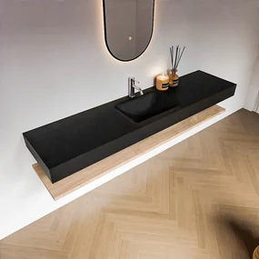 Zaro Alan badmeubel 190cm met planchet washed oak en vrijhangende wastafel cloud midden 1 kraangat urban