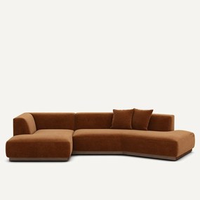 Hoekbank links in chenille fluweel, JACOPO