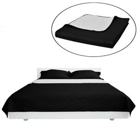 vidaXL Bedsprei gewatteerd dubbelzijdig 230x260 cm zwart/wit