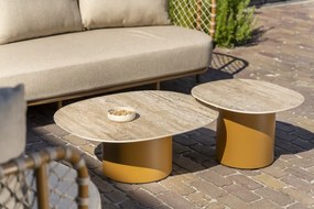 4 Seasons Outdoor Sofie loungetafel amber met zandkleurig keramisch blad 70 x 80 cm Bijzettafel   beige weerbestendig