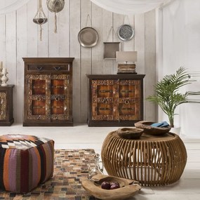 Rotan Salontafel Met Teak 80 Cm - 80 X 80cm.