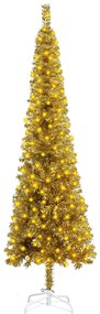 vidaXL Kerstboom met LED's smal 210 cm goudkleurig