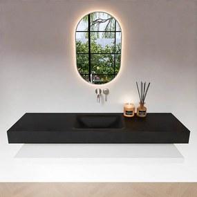 Zaro Alan badmeubel 160cm met planchet talc en vrijhangende wastafel cloud midden zonder kraangat urban