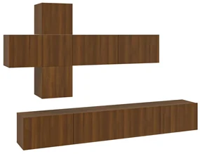 vidaXL 7-delige Tv-meubelset bewerkt hout bruineikenkleurig